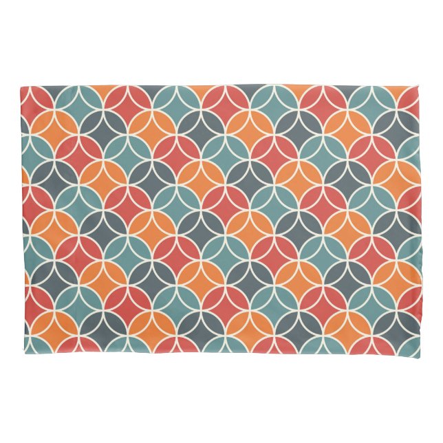 Colorful Mid-Century Modern Style Pattern Pillow Case (Front-Left)