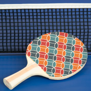 Colorful Mid-Century Modern Style Pattern Ping Pong Paddle
