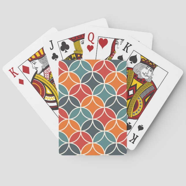 Colorful Mid-Century Modern Style Pattern Poker Cards (Back)