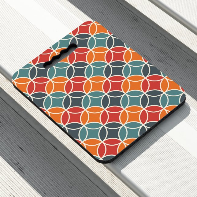 Colorful Mid-Century Modern Style Pattern Seat Cushion (In Situ)