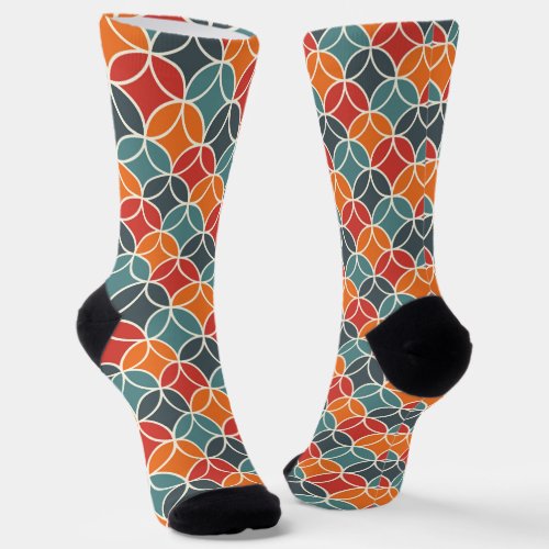 Colorful Mid_Century Modern Style Pattern Socks
