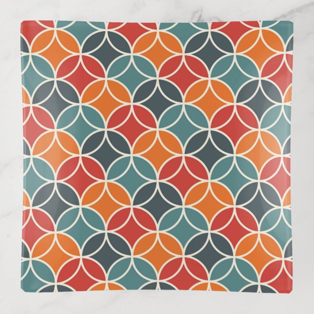 Colorful Mid-Century Modern Style Pattern Trinket Tray (Front)