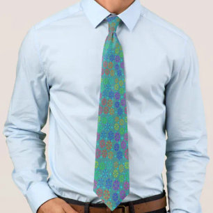 Colorful Mid Century Retro Pattern Art Design Neck Tie