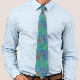 Colorful Mid Century Retro Pattern Art Design Neck Tie