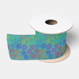 Colorful Mid Century Retro Pattern Art Design Satin Ribbon