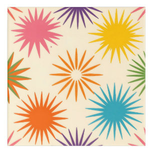 Colorful Mid Century Starburst Pattern Acrylic Print