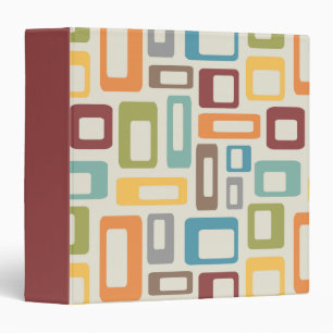 Colorful Mid Century style shapes 3 Ring Binder