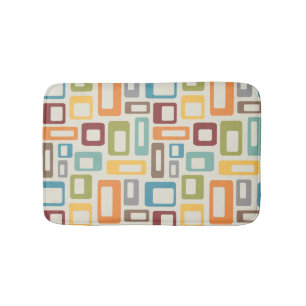Colorful Mid Century style shapes Bath Mat