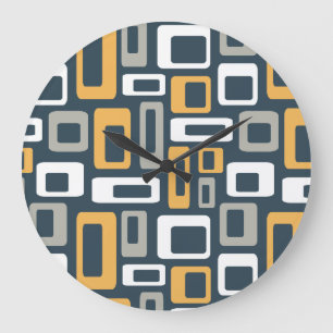 Colorful Mid Century style shapes Large Clock