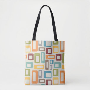Colorful Mid Century style shapes Tote Bag