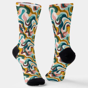 Colorful mid century swirly pattern socks