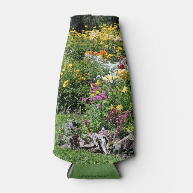 Colorful Mid Summer Gardens Bottle Cooler (Front)