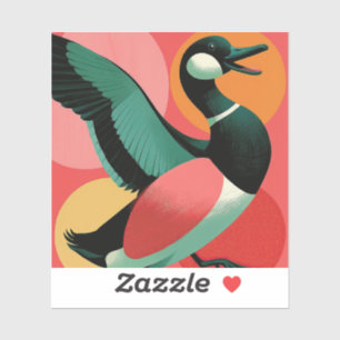 Colorful Midcentury Modern Duck Geometric Sticker