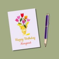 Colorful MidCentury Modern Lavender Tulip Birthday
