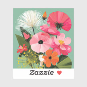 Colorful Midcentury Modern Wildflower Bouquet Sticker