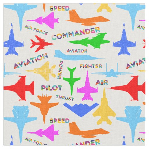 Colorful Military Aviation Aircrafts Fabric