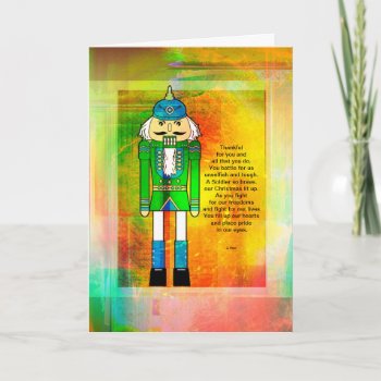Colorful Military Nutcracker With Poem And Grunge Holiday Card by BridesToBe at Zazzle