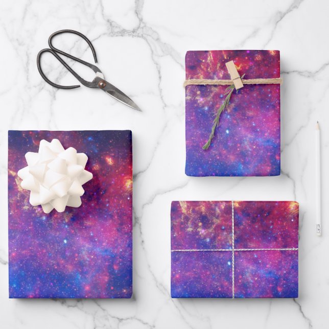 Colorful Milky Way Galaxy Wrapping Paper Sheets (Front)