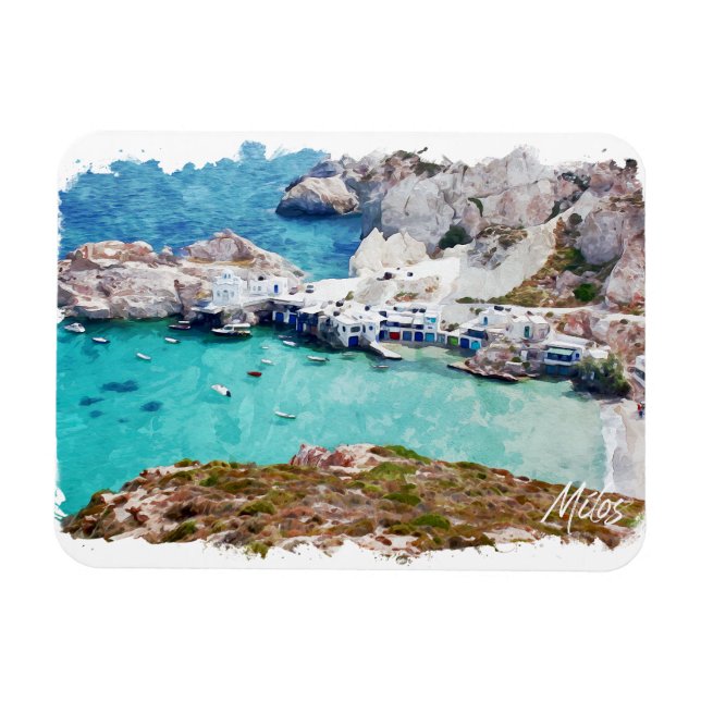 Colorful Milos Greece Panorama View Magnet (Horizontal)