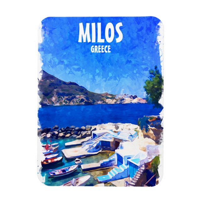 Colorful Milos Greece Travel Art Magnet (Vertical)