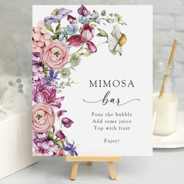 Colorful Mimosa Bar Poster (Colorful Floral Mimosa Bar Poster by Painted Paperie
)