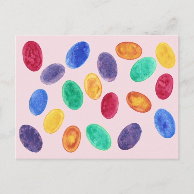 Colorful Mini Easter Eggs, Jelly Beans Postcards (Front)