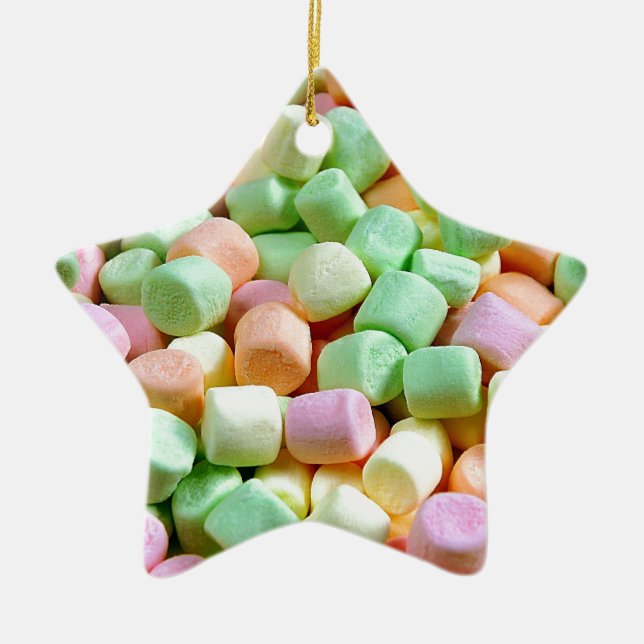 Colorful miniature marshmallow print ceramic ornament (Front)