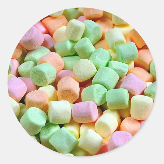Colorful miniature marshmallow print classic round sticker (Front)
