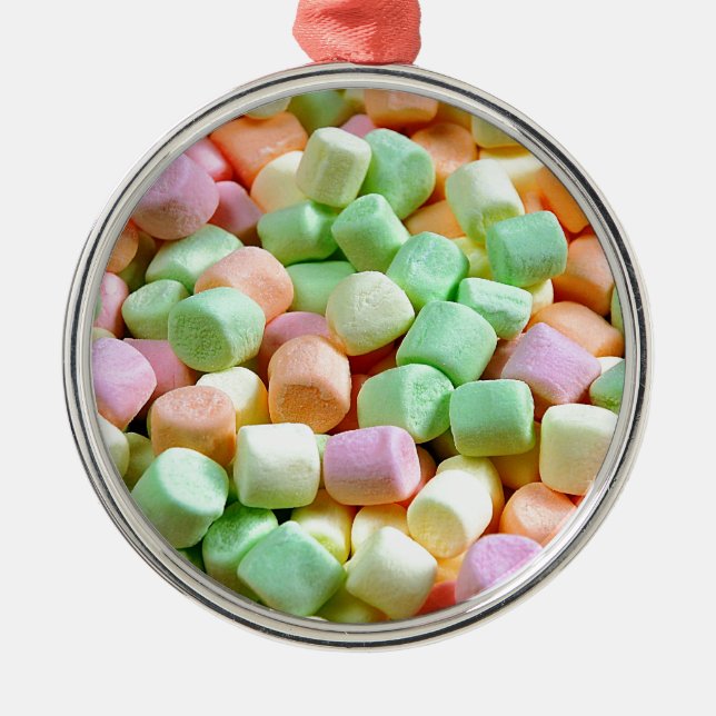 Colorful miniature marshmallows christmas ornament (Front)