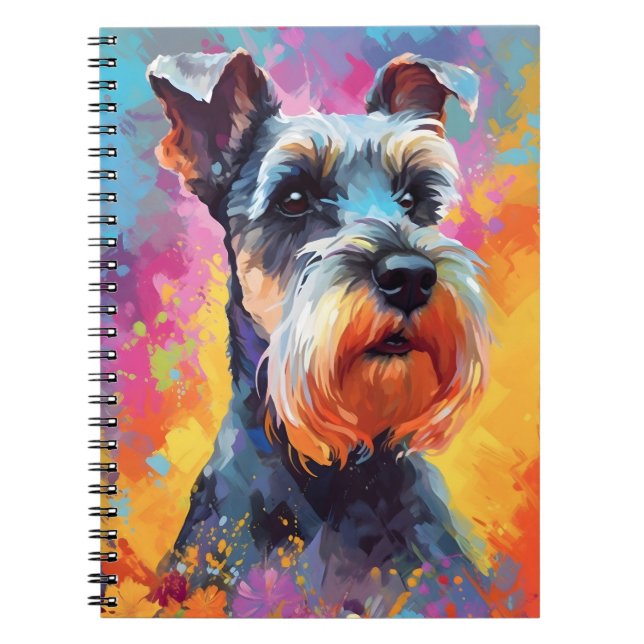 Colorful Miniature Schnauzer Notebook (Front)