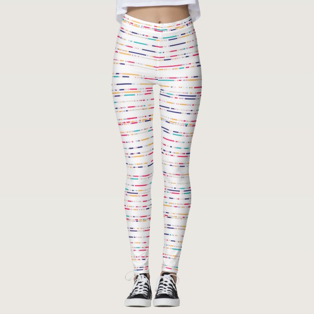 Colorful Minimal Line Pattern   Modern Seamless  Leggings (Front)