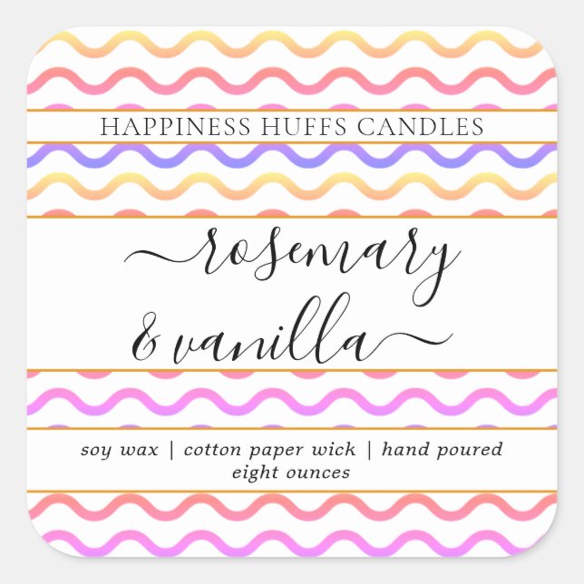 Colorful Minimal Script Candle Label Sticker (Front)