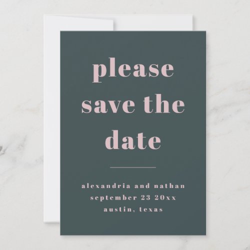 Colorful Minimalism  Charcoal Blue Photo Back Save The Date