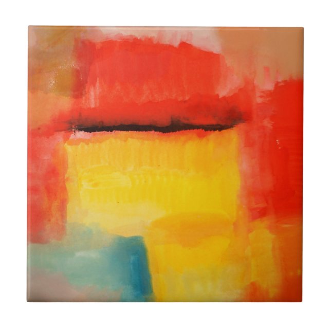 Colorful Minimalist Abstract Artwork Ceramic Tile (Front)