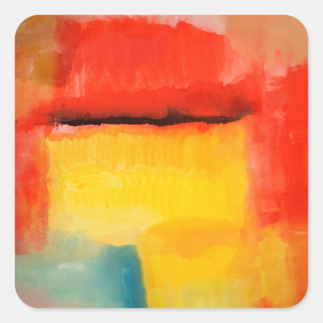 Colorful Minimalist Abstract Artwork Square Sticker (Front)