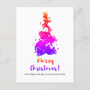 Colorful Minimalist Christmas Tree Holiday Postcard