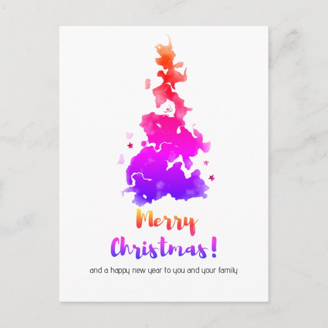 Colorful Minimalist Christmas Tree Holiday Postcard (Front)