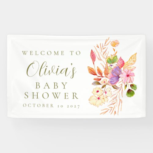 Colorful Minimalist Floral Baby Shower Welcome Banner