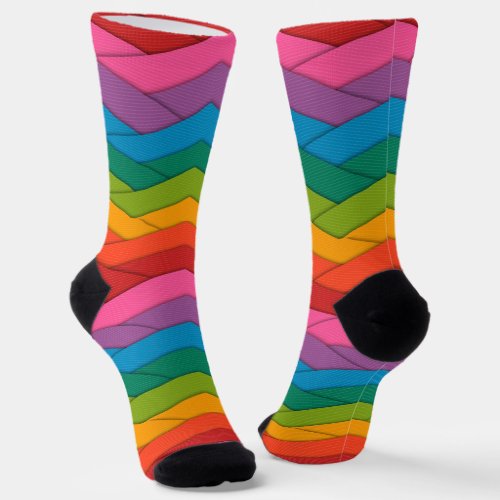 Colorful Minimalist Geometric Rainbow Socks