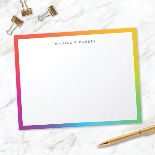 Colorful Minimalist Modern Rainbow Border Notepad