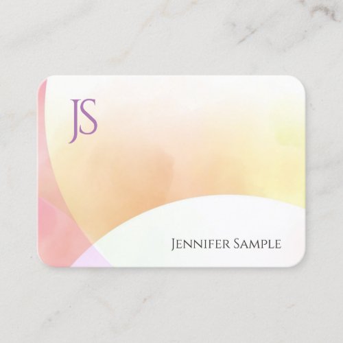 Colorful Minimalist Monogram Simple Elegant Modern Business Card