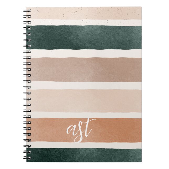 Colorful minimalist striped craft paper initial notebook (Front)