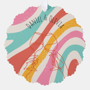 Colorful Minimalist Wedding Ornament Card