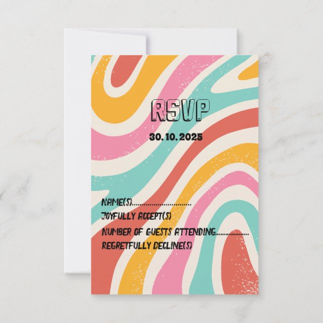 Colorful Minimalist Wedding RSVP Card (Back)