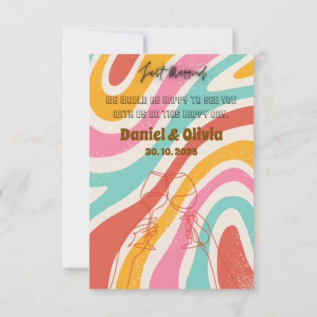Colorful Minimalist Wedding RSVP Card (Back)