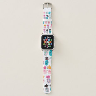 Colorful minimalistic abstract pineapples and leav apple watch band