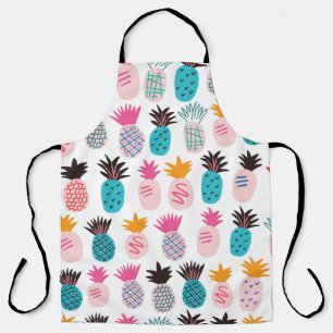 Colorful minimalistic abstract pineapples and leav apron
