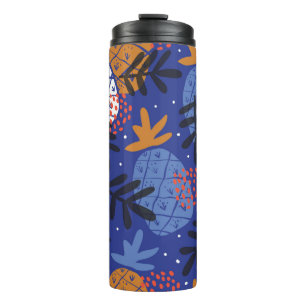Colorful minimalistic abstract pineapples and leav thermal tumbler