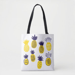 Colorful minimalistic abstract pineapples in scand tote bag