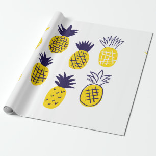 Colorful minimalistic abstract pineapples in scand wrapping paper